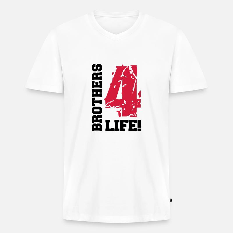 brothers_4_life_bv2 - Männer Premium Bio T-Shirt mit V-Ausschnitt - Weiß