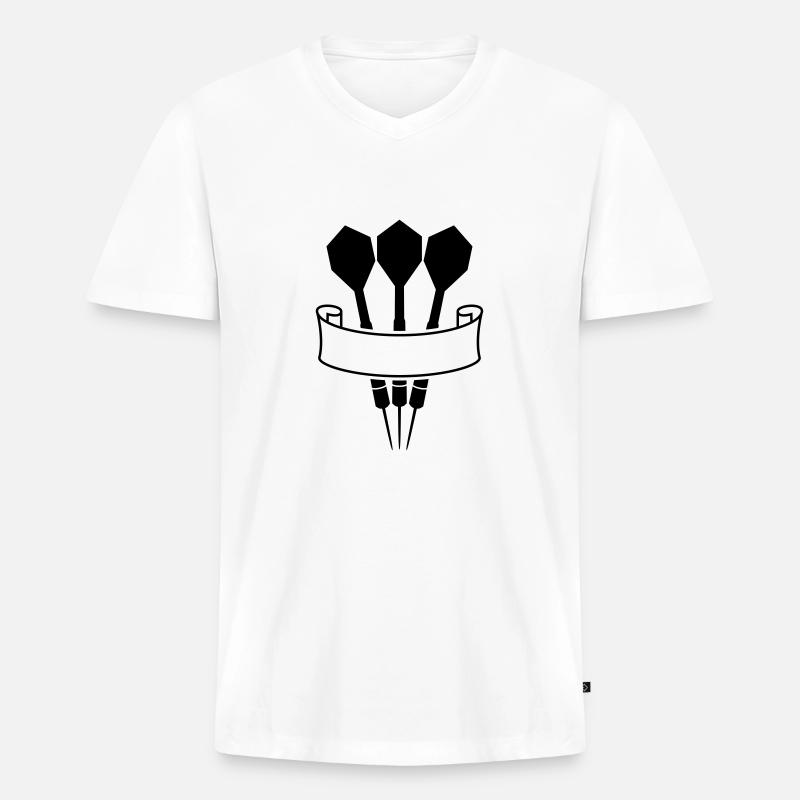Dart Banner Logo - Männer Premium Bio T-Shirt mit V-Ausschnitt - Weiß