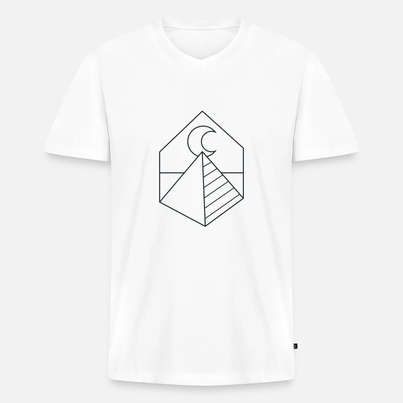 BOHO Pyramide auf dem Mond - Männer Premium Bio T-Shirt mit V-Ausschnitt - Weiß