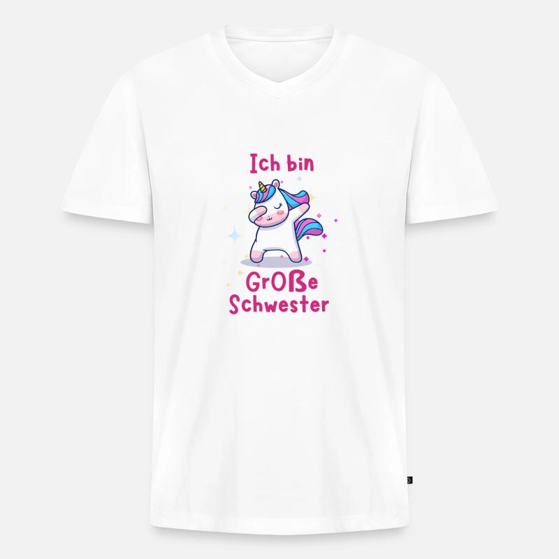 große Schwester - Männer Premium Bio T-Shirt mit V-Ausschnitt - Weiß