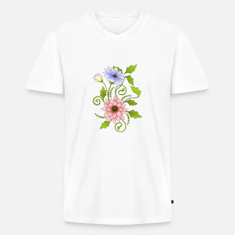 Blumen - Männer Premium Bio T-Shirt mit V-Ausschnitt - Weiß