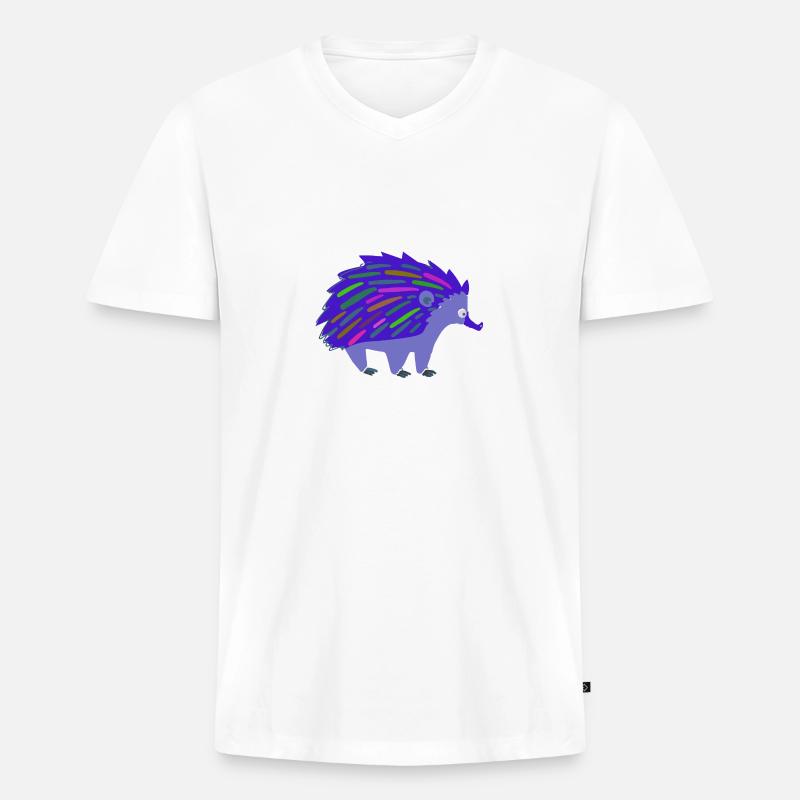 igel,regenbogen,bunt,blau - Männer Premium Bio T-Shirt mit V-Ausschnitt - Weiß