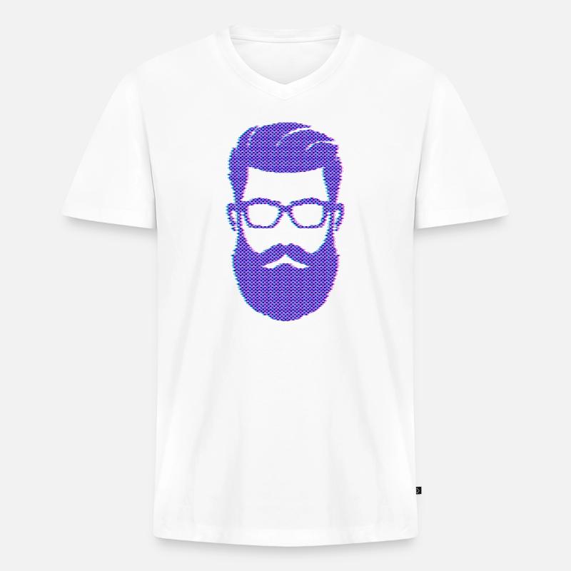 Bartträger Männlichkeit Schnurrbart Bart - Männer Premium Bio T-Shirt mit V-Ausschnitt - Weiß