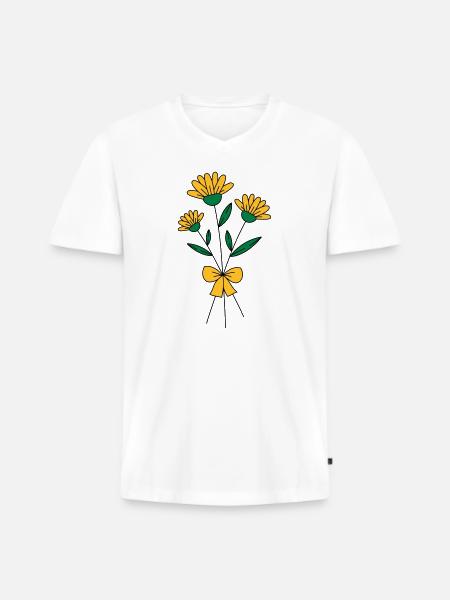 Blumenstrauss dreifarbig - Männer Premium Bio T-Shirt mit V-Ausschnitt - Weiß