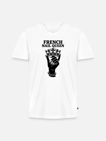 French Nail Queen Cosmetic Manicure - Men's Premium Organic T-shirt with V-neck - white