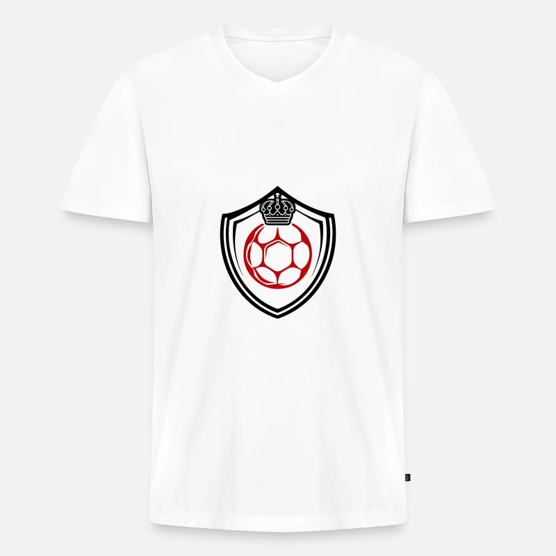 Fussball Logo Schild Mannschaft - Männer Premium Bio T-Shirt mit V-Ausschnitt - Weiß