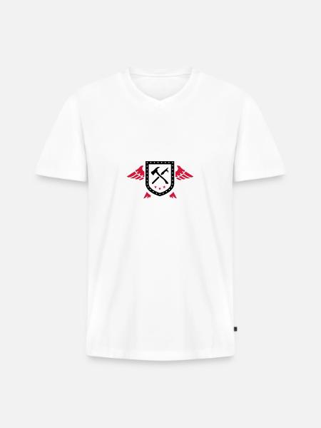 Pompier - Secours - T-shirt encolure en V Premium bio Homme - blanc