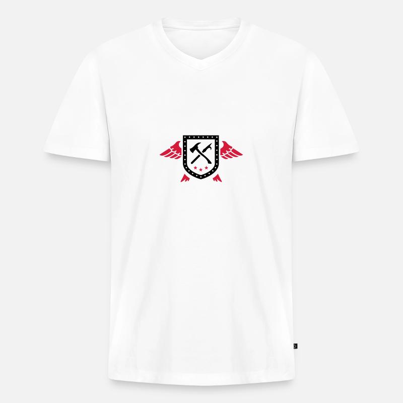 Feuerwehrmann - Hilfe - Männer Premium Bio T-Shirt mit V-Ausschnitt - Weiß