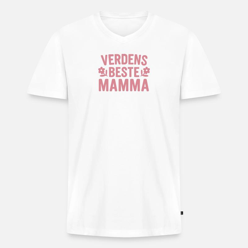 Das beste Mama-Herz-Design der Welt - Männer Premium Bio T-Shirt mit V-Ausschnitt - Weiß