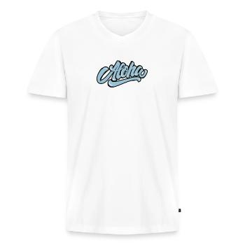 Aloha Stil - Männer Premium Bio T-Shirt mit V-Ausschnitt - Weiß - Vorne - Nico (187cm)