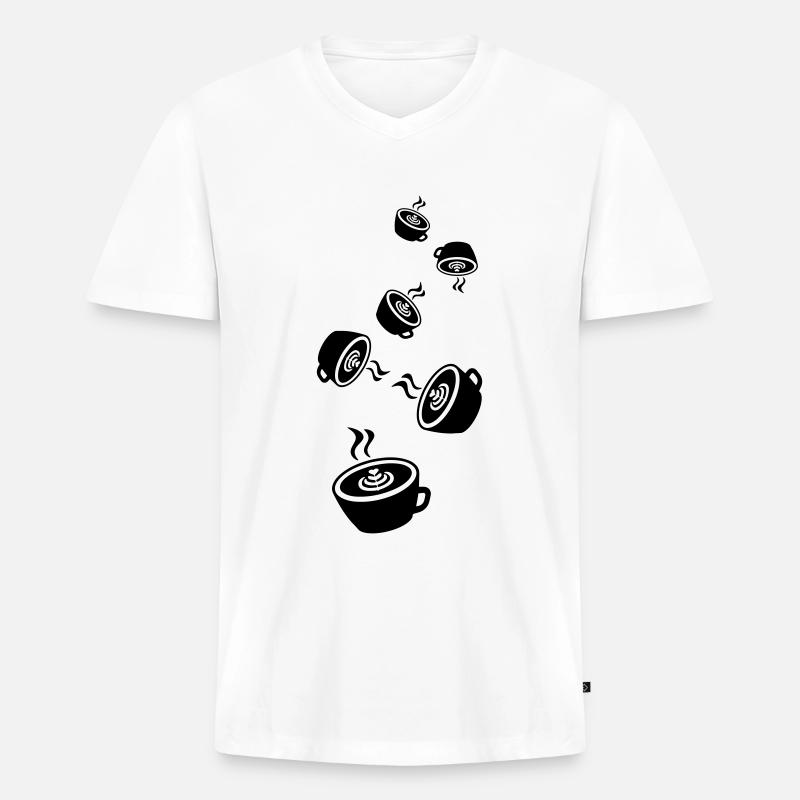 Kaffee Icon - Männer Premium Bio T-Shirt mit V-Ausschnitt - Weiß