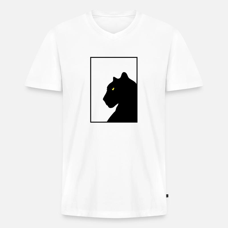 Panther black frame - Männer Premium Bio T-Shirt mit V-Ausschnitt - Weiß