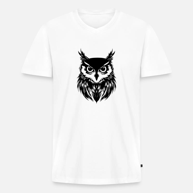 Eule Eulen Vogel Vögel - Männer Premium Bio T-Shirt mit V-Ausschnitt - Weiß
