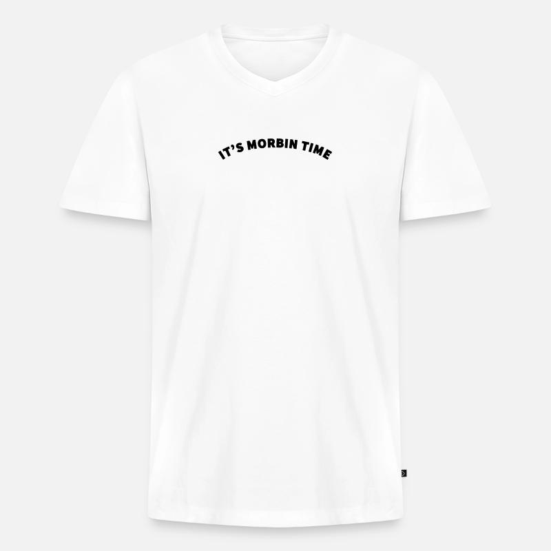 SEINE MORBIN-ZEIT-MEM - Männer Premium Bio T-Shirt mit V-Ausschnitt - Weiß