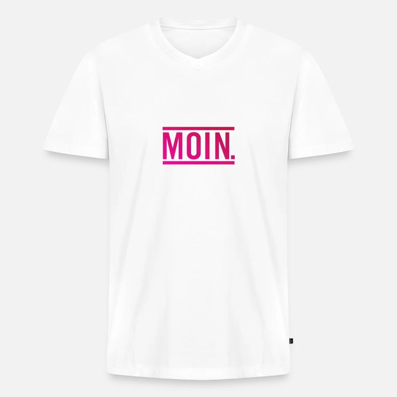 MOIN. - Männer Premium Bio T-Shirt mit V-Ausschnitt - Weiß
