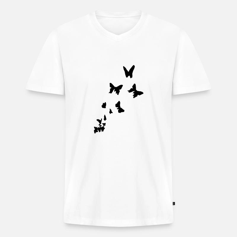 butterfly - schmetterlinge - Männer Premium Bio T-Shirt mit V-Ausschnitt - Weiß