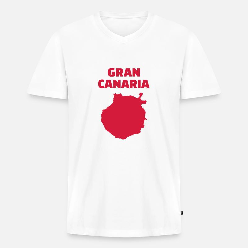 Gran Canaria - Männer Premium Bio T-Shirt mit V-Ausschnitt - Weiß