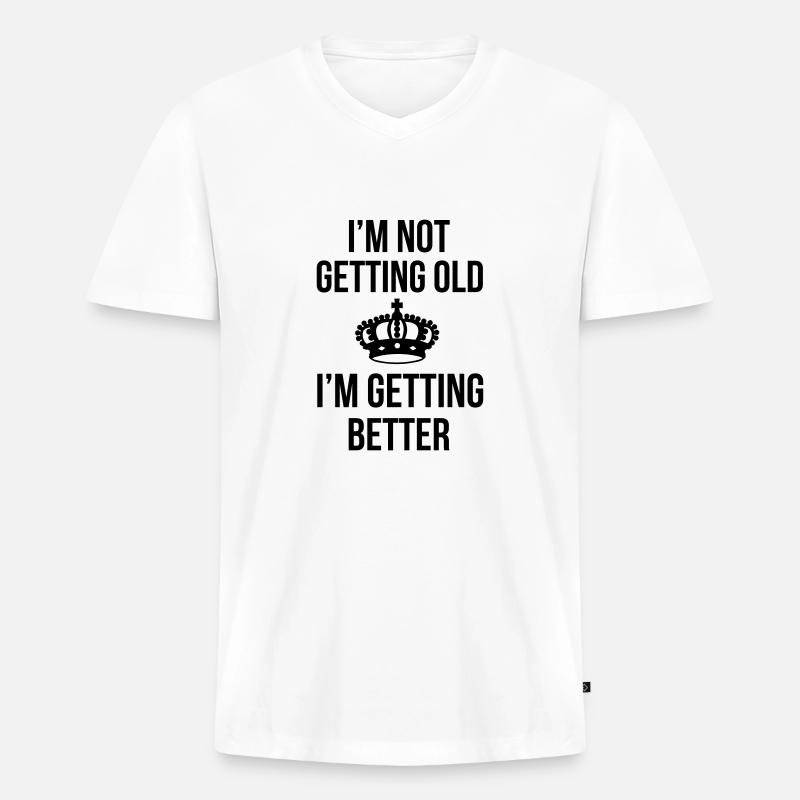 Getting Old - Männer Premium Bio T-Shirt mit V-Ausschnitt - Weiß