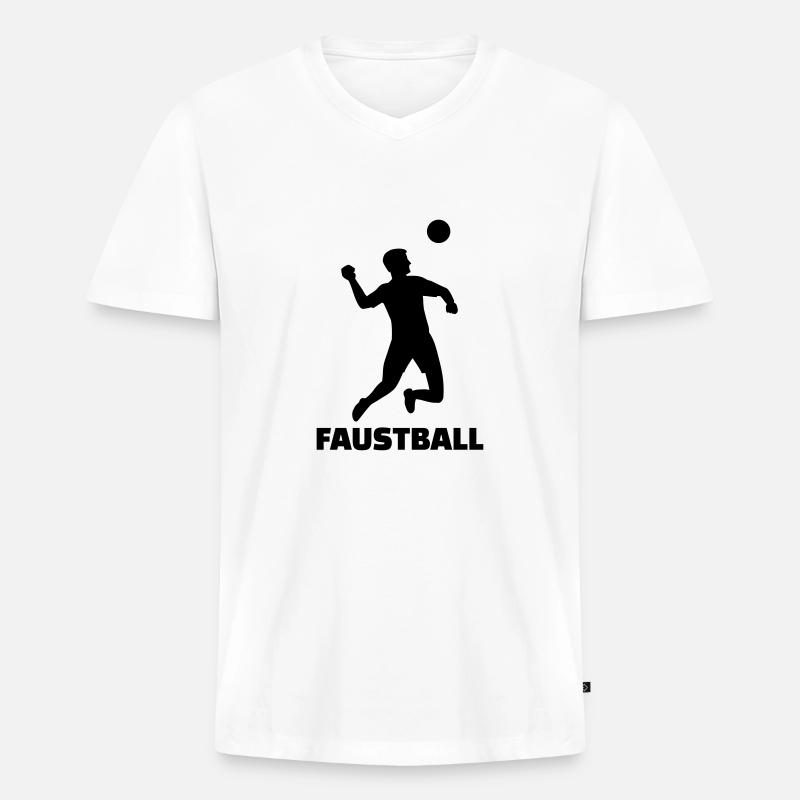 Faustball - Männer Premium Bio T-Shirt mit V-Ausschnitt - Weiß