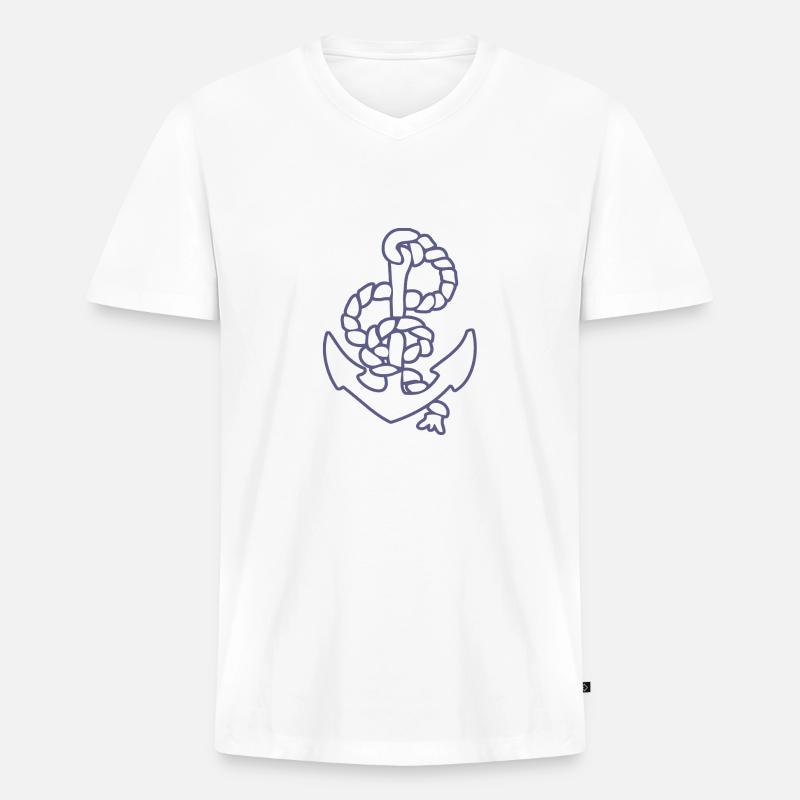 Anker Meer Seefahrer Küste - Männer Premium Bio T-Shirt mit V-Ausschnitt - Weiß