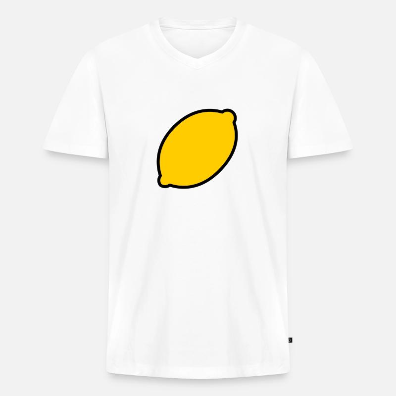 Zitrone - Männer Premium Bio T-Shirt mit V-Ausschnitt - Weiß