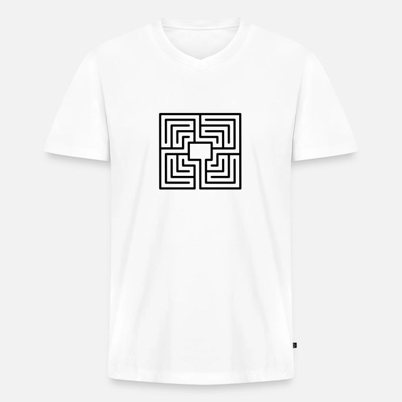 Klassisches Labyrinth - Männer Premium Bio T-Shirt mit V-Ausschnitt - Weiß