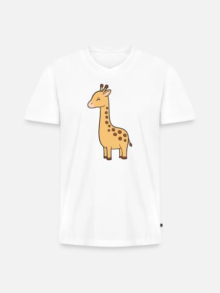 Girafe - T-shirt encolure en V Premium bio Homme - blanc