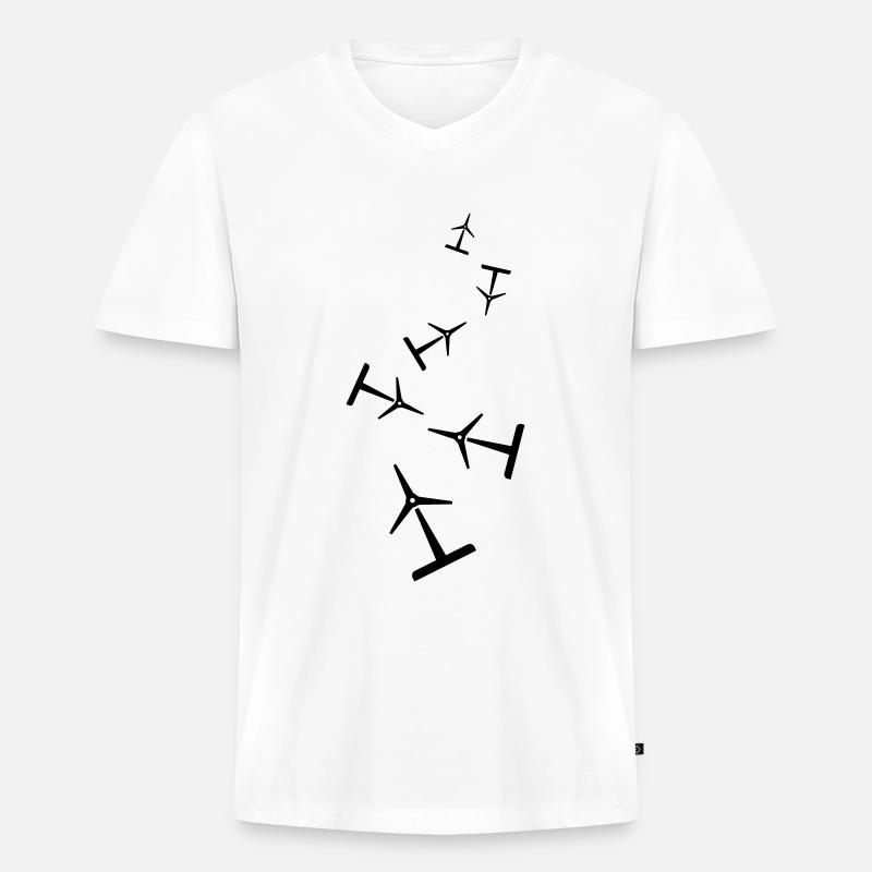 Windrad Silhouette - Männer Premium Bio T-Shirt mit V-Ausschnitt - Weiß