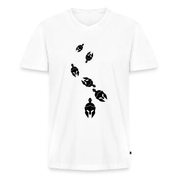 Spartan Helmet - Men's Premium Organic T-shirt with V-neck - white - Front - Nico (187cm)