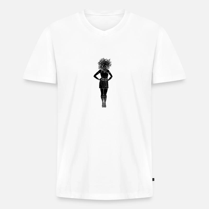 Schwarzer Gorgon 3 - Männer Premium Bio T-Shirt mit V-Ausschnitt - Weiß