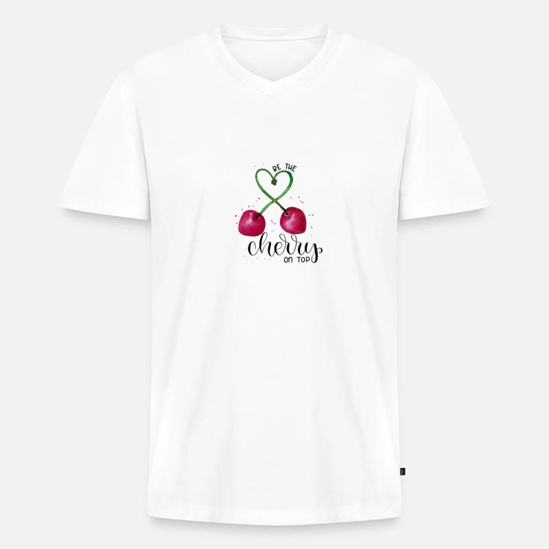 cherry on top - Männer Premium Bio T-Shirt mit V-Ausschnitt - Weiß