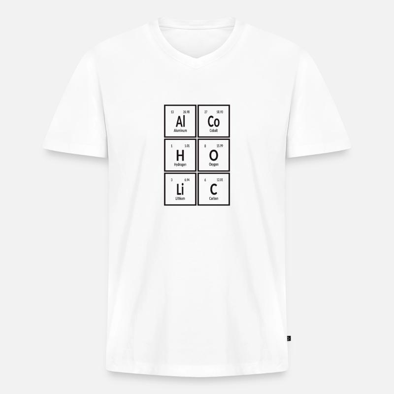 Alkoholisch - Periodensystem der Elemente - Männer Premium Bio T-Shirt mit V-Ausschnitt - Weiß