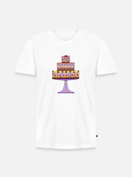 Cake - Men's Premium Organic T-shirt with V-neck - white