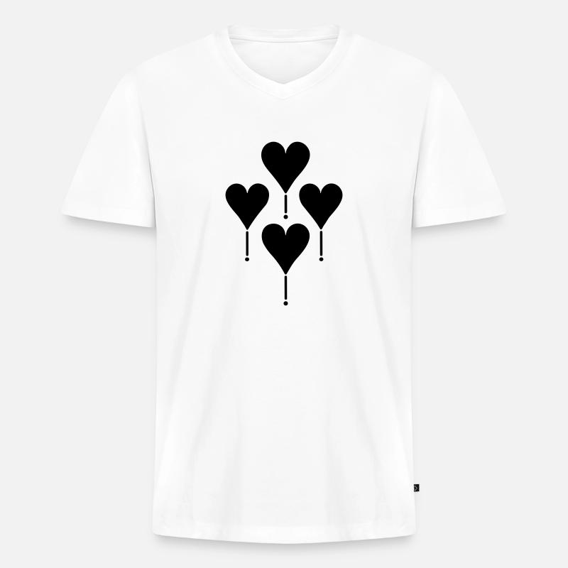 Herz-Luftballons - Männer Premium Bio T-Shirt mit V-Ausschnitt - Weiß