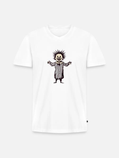 Unheimliches Clown-Kind - Männer Premium Bio T-Shirt mit V-Ausschnitt - Weiß