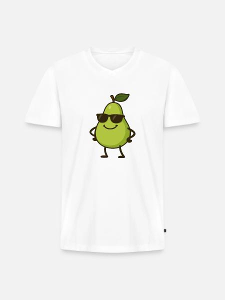 birne comic cool - Männer Premium Bio T-Shirt mit V-Ausschnitt - Weiß