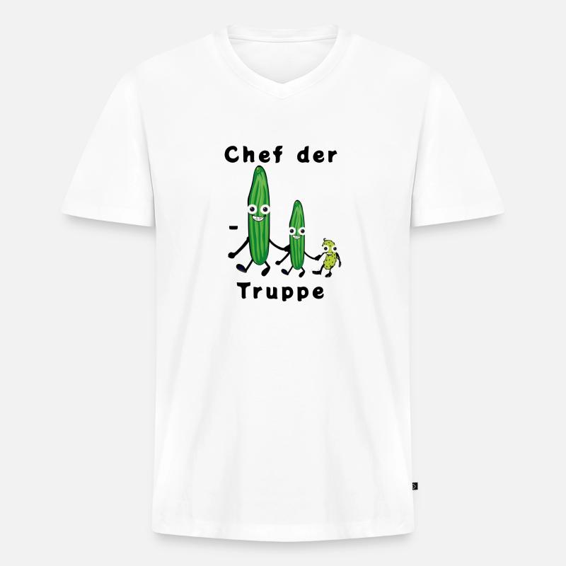 Gurkentruppe, Gurken, Chef der Gurkentruppe - Männer Premium Bio T-Shirt mit V-Ausschnitt - Weiß