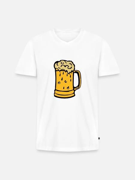 Bier Bier verre2203 - Männer Premium Bio T-Shirt mit V-Ausschnitt - Weiß