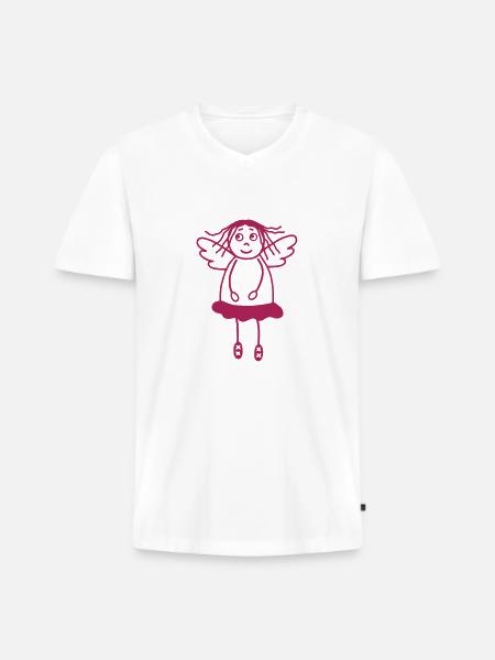 Schutzengel Mädchen - Männer Premium Bio T-Shirt mit V-Ausschnitt - Weiß