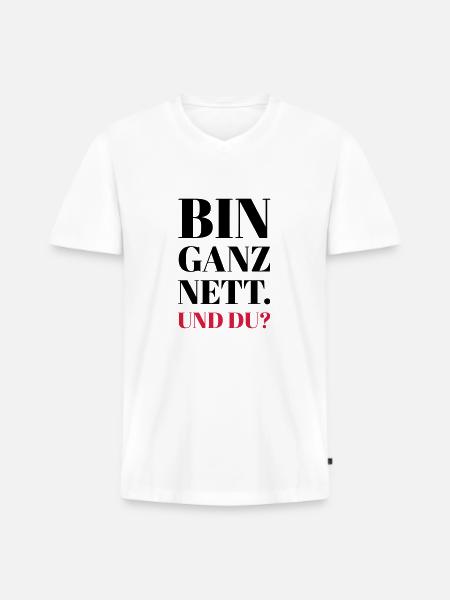 Nett - Männer Premium Bio T-Shirt mit V-Ausschnitt - Weiß