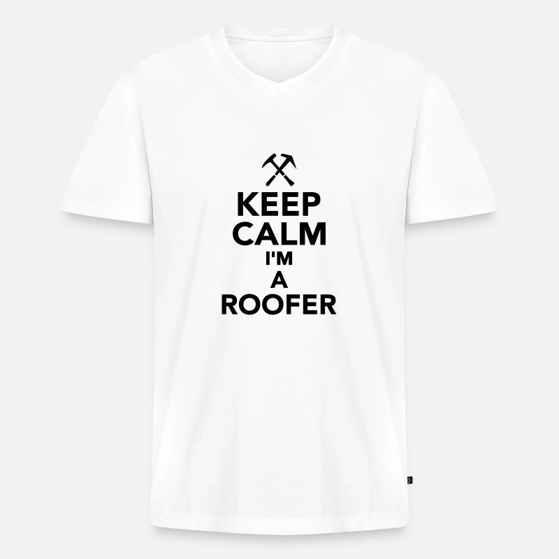 Dachdecker - Männer Premium Bio T-Shirt mit V-Ausschnitt - Weiß