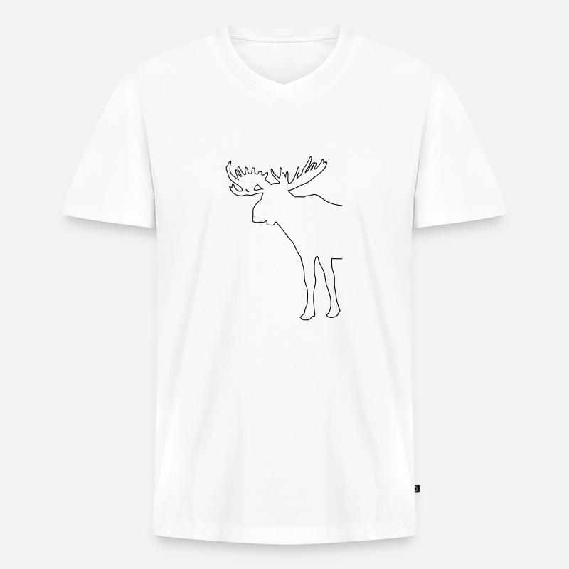 Elch - Moose - Männer Premium Bio T-Shirt mit V-Ausschnitt - Weiß