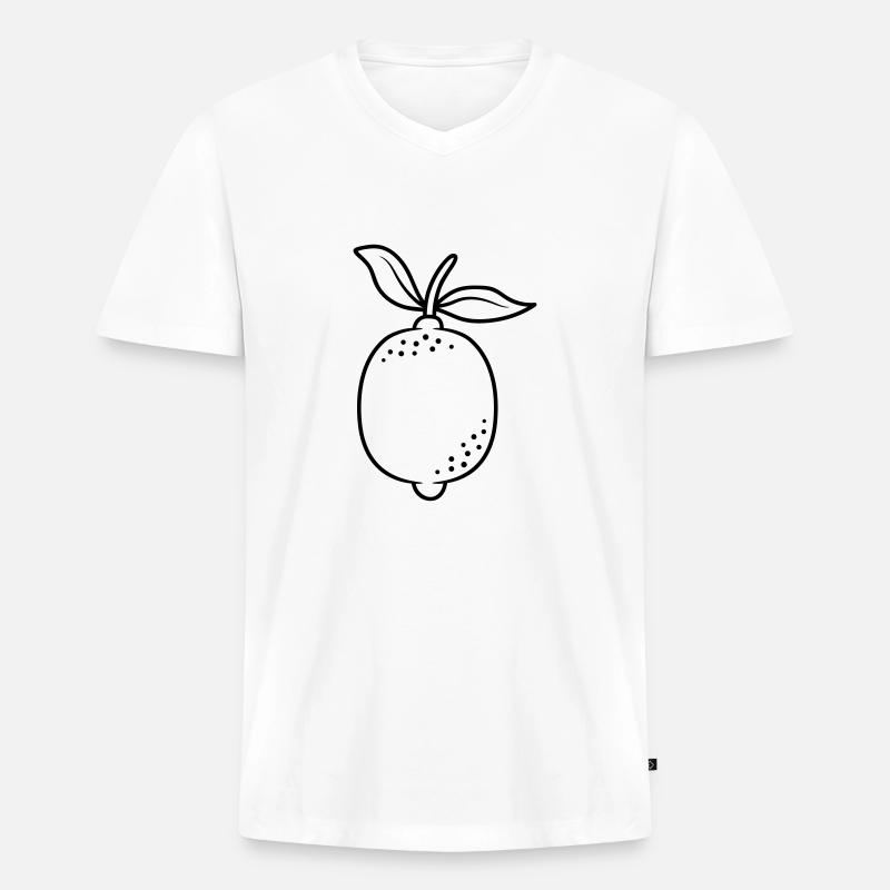 Zitrusfrucht Zitrone Obst - Männer Premium Bio T-Shirt mit V-Ausschnitt - Weiß