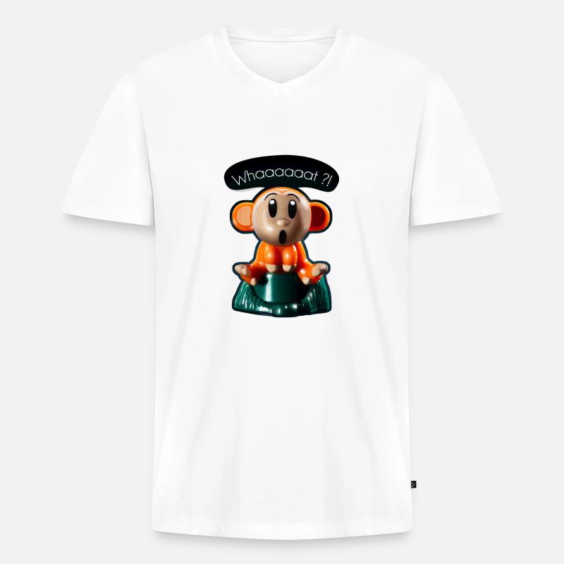 Waaaaaas Äffchen - Männer Premium Bio T-Shirt mit V-Ausschnitt - Weiß