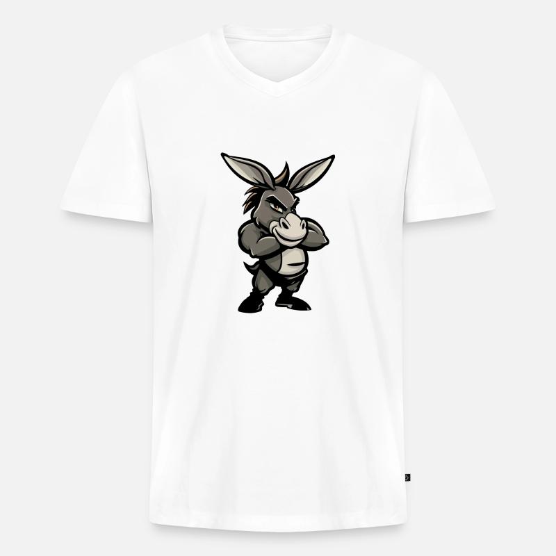esel comic - Männer Premium Bio T-Shirt mit V-Ausschnitt - Weiß