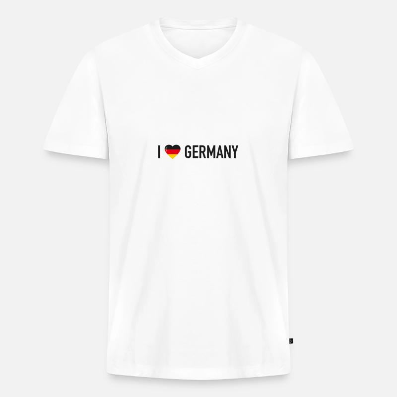 I Love Germany - Männer Premium Bio T-Shirt mit V-Ausschnitt - Weiß