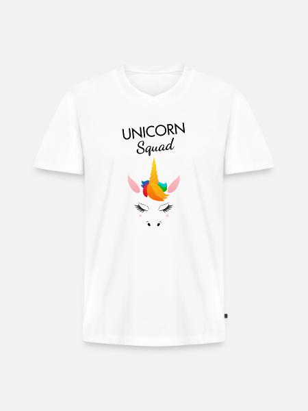 Einhorn-Squad - Männer Premium Bio T-Shirt mit V-Ausschnitt - Weiß