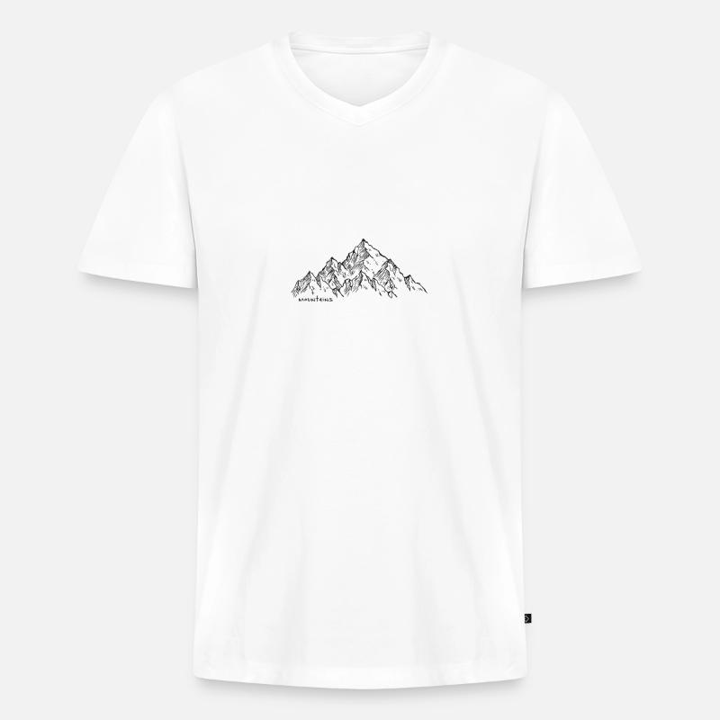 Mountains - Männer Premium Bio T-Shirt mit V-Ausschnitt - Weiß