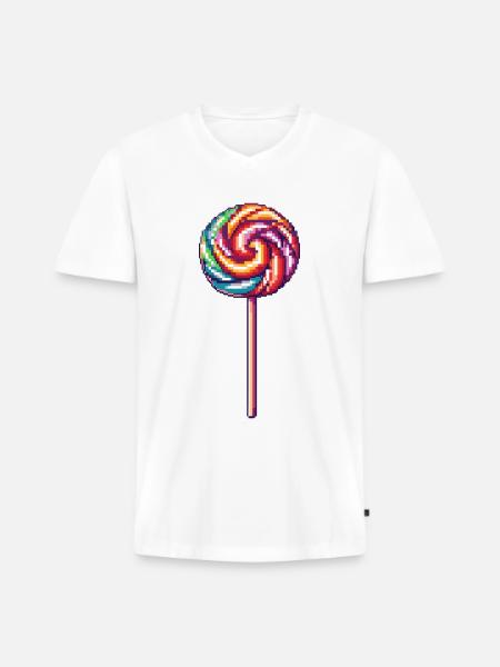 Lollipop Pixel Icon - Men's Premium Organic T-shirt with V-neck - white