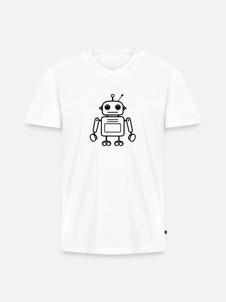 robot - Men's Premium Organic T-shirt with V-neck - white